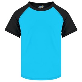 Semois - Camisa de protección de sarpullido para niños pequeños y jóvenes, playera de agua UPF+ 50 de secado rápido, negro, azul (Sky Blue)