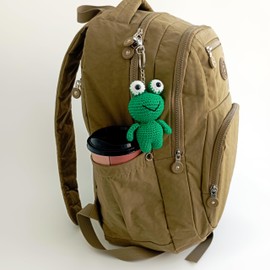 Frog Cute Keychain and Bag Ornament, Hanging Decorations, Crochet Handmade Holder Accessories, Bag Charm. (Keychain)