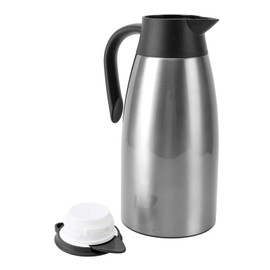 2 Liters Stainless Steel Coffee Thermal Carafe Double Walled Vacuum Thermal Insulated Water Kettle 12 Hour Heat Retention for Hot Water Tea Home (Brushed Silver)