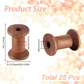 SUNNYCLUE 25Pcs Wood Thread Bobbins Brown Wooden Spools Bulk Natural Unfinished Empty Wire Weaving Textile Ribbon Rope Roll Crochet Cord Organizer Lace Line Spool for Embroidery Sewing Art DIY Crafts
