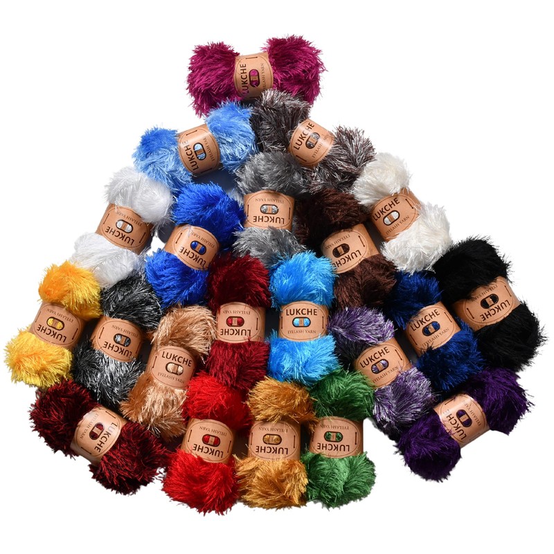 Lukche Eyelash Fun Fur Yarn Premium 100% Polyester 164 Yds
