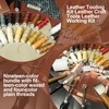 FIOQE 588Pcs Leather Craft Kit with 52 Stamps, 15 Wax