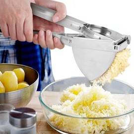 Potato Press Stainless Steel Potato Masher Potato Squeezer Fruit and Vegetable Potato Masher for Creamy Fluffy Mashed Potatoes Fruit Juices Vegetable Porridge 28 x 8 x 10.5 cm