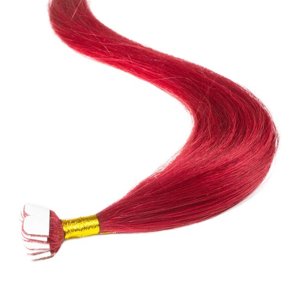 hair2heart Premium Mini Tape Extensions Real Hair – 12 Tapes 60 cm 0/44 Red Intense