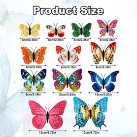 12pcs Glow in The Dark Butterfly Wall Stickers, Colorful 3D Butterfly Magnets Wall Decals Double Layer Luminous Butterfly Removable DIY Wall Art Crafts for Kids Girls Bedroom Home Room Decor