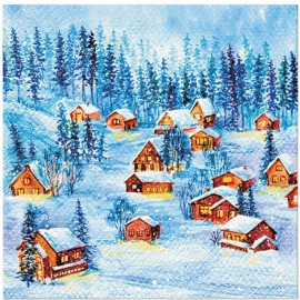 (20) Christmas Decoupage Paper 3-ply Napkin Winter Villages Pack of 20 Luncheon