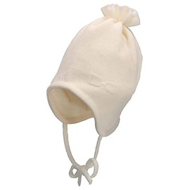 Sterntaler Baby Girl Knitted Hat Baby Knitted Hat Bow Hat - Baby Knitted Hat - with Bow, Ear Flaps and Tie - Beige, 51, ecru