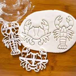 Set of 2 Crustacean cookie cutters (Designs: Crab and Lobster), 2 pieces - Bakerlogy