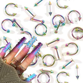 BAIYIYI 3D Metal Punk Nail Charms Tungsten Carbide Cross Nail Charm Hanging Rings Charms Spike Nose Rings Lip Rings Y2K Punk Studs Alloy Nail Charms for Gothic Nail Decorations Face Makeup