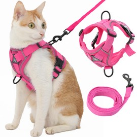 Kodervo Cat Harness and Leash, Reflective Cat Harness Escape Proof for Walking, Adjustable Kitten Harness and Leash Set, 4 Buckles Easy Control Breathable Cat Vest Harness for All Types of Cats