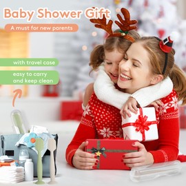 MAIKKB Baby Diaper Cream Spatula with Case,2 Large Diaper Spatula with 2 Travel Case 1 Gift Box,Soft Butt Paste Spatula Baby Butt Spatula,Diaper Cream Applicator Diaper Rash Spatula Brush