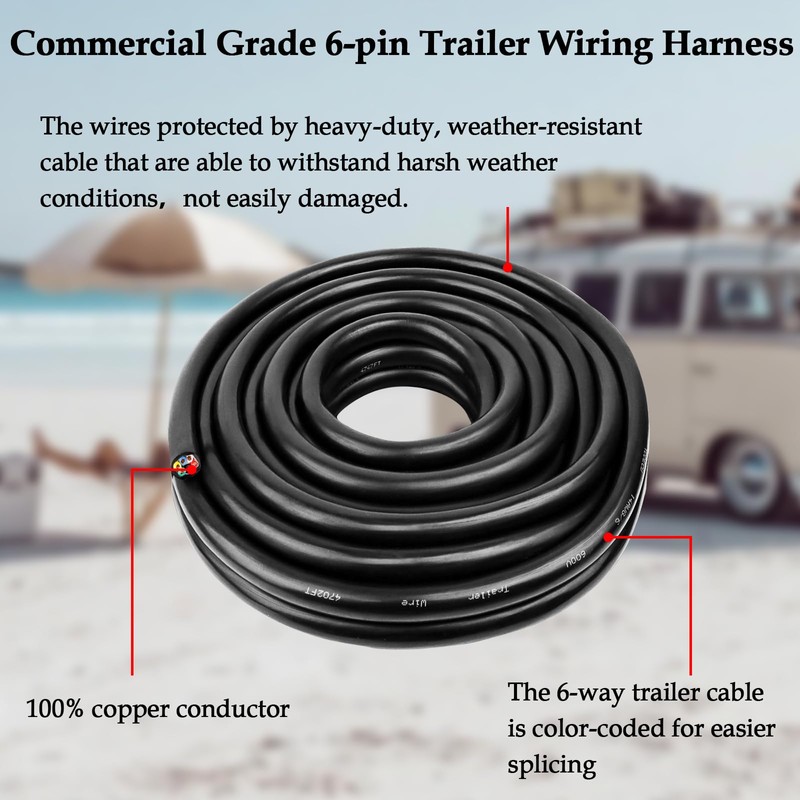 YDDECW 6 Way Heavy Duty 25FT 100% Pure Copper 6