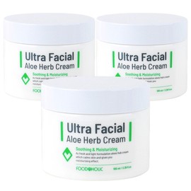 (3ea) Foodaholic Ultra Facial Aloe Herb Cream 100ml/Moisture Cream, Hypoallergenic, Highly Moisturizing, Wrinkle-Improving / (3개)푸드어홀릭 울트라훼이셜 알로에허브 크림 100ml수분크림 저자극 고보습 주름개선