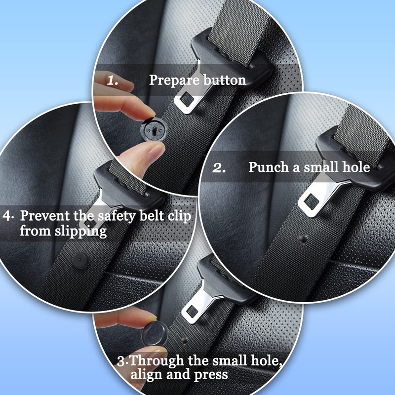 5 Sets Universal Fit Seatbelt Stopper Kit, Snap-on Seat Belt