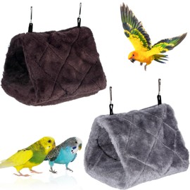 2-Piece Set Bird Nest,Winter Warm Parrot Hammock,Hanging Bird Nest House Plush Macaw Pet Bed Cage Tent Toys for Birds Cave Hideout of Parakeet Mynah Cockatoo Hamster Hammock Bird’s Shed