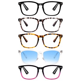 VIDEBLA 5-Pack Blue Light Blocking Reading Glasses Women Men,Computer Readers,Spring Hinge Anti Glare UV Ray Filter Eyeglasses(5 Pack Mix (Includes Reading Sunglasses) 2.00)