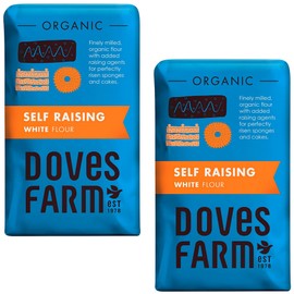 Doves Farm Organic Self Rising Flour 2.2 lb / 1 kg (Pack of 2) - Kosher & Vegan Friendly British Self Raising White Flour for Baking | Ideal for Cakes, Dessert and Everyday Baking | Imported UK Food
