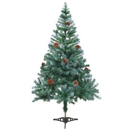 FAMIROSA 5 ft Artificial Christmas Tree with Stand Frosted Holiday Xmas Tree with 380 Branches and 12 Pinecones for Home Office Party Decorations,5 x 2 ft,Green