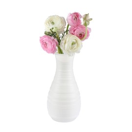 White Plastic Flower Vase, Ceramic-Look Decorative Vase for Flowers, Small and Cute for Home Living Room Dining Wedding Bouquet Decor (8 inches)