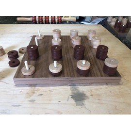 Pinnacle Woodcraft Handcrafted Wooden Connect 4 Game Set - 4 in a Row Strategy Game Board Games for Adults (Walnut)