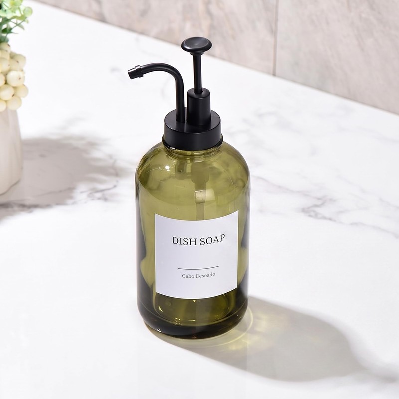 Glass Soap Dispenser with Upgrade Pump, Hand and Dish Soap