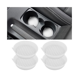 Mandark Car Cup Coaster, 4PCS Silicone Non-Slip Vehicle Drink Cup Mat, Sift-Proof Spill Recessed Automotive Interior Cup Holder Insert Protector Accessories, Universal for Most Cars (White)