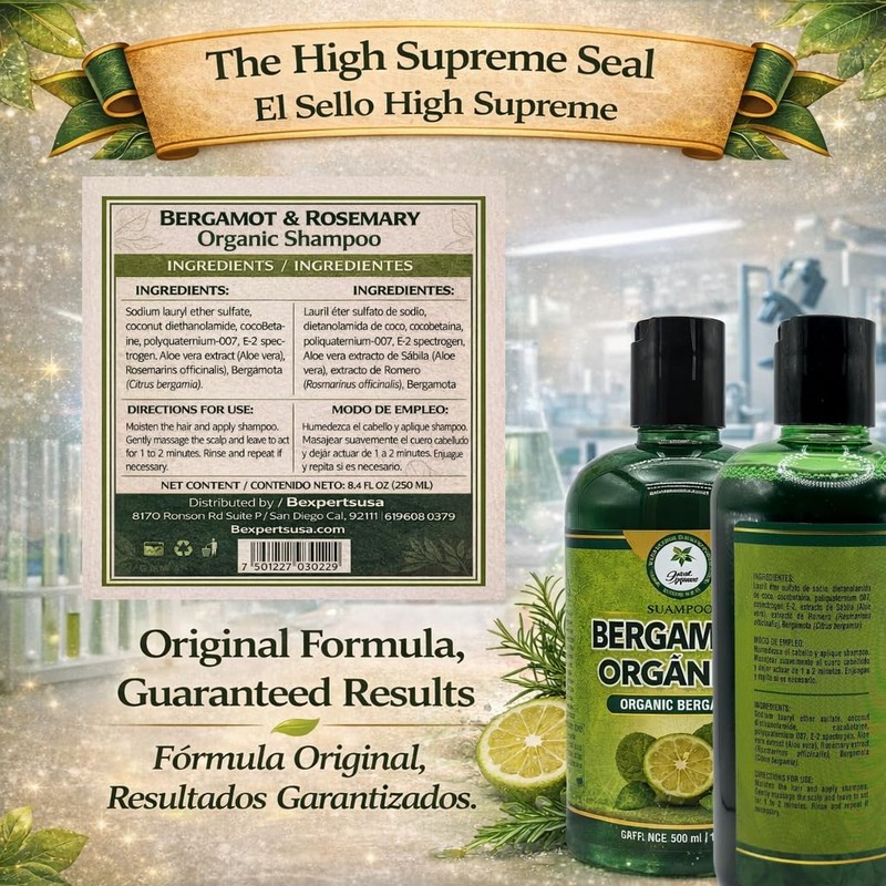 HIGH SUPREME Shampoo organic bergamot (16.9 fl oz) with aloe