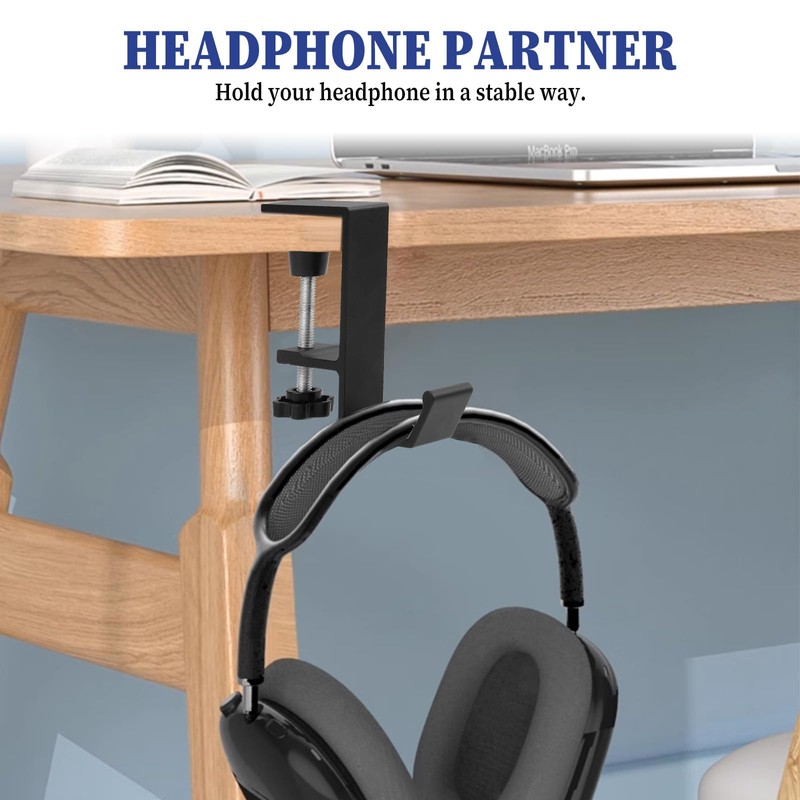 Jeffdad Headphone Stand, Headset Holder with Double Hook, Headphone Stand,