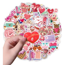 HSHFAMIIY Valentines Stickers - Valentines Day Gifts for Kid - 100 PCS Vinyl Heart Stickers - Valentines Crafts for Kids - Valentines Gifts Treats Decor Scrapbooking Party Favors