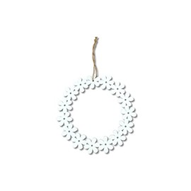 DARO DEKO Holz Blumenkranz weiß Ø 15cm mit Kordel Holzkranz Dekohänger Tür-Kranz