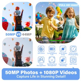 TofpeyVibe Kids & Beginners Digital Camera, 50MP 1080P HD, Dual Screen Selfie Vlogging Camera with 16X Digital Zoom, Filters, Anti-Shake, 32GB SD Card for Children & Teens (Pink)