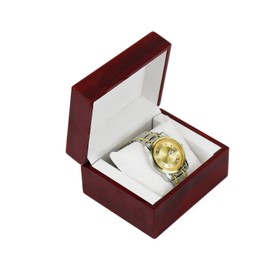 Energather Single Watch Case, Wooden Watch Boxes Watch Gift Box with Pillow, Square Watch Holder Small Watch Box with Flip Closure for Luxury Watch, Smart Watch, Wrist Watch (red)