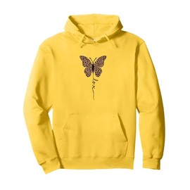Leopard Print Butterfly – Cute Love Lettering Graphic Pullover Hoodie