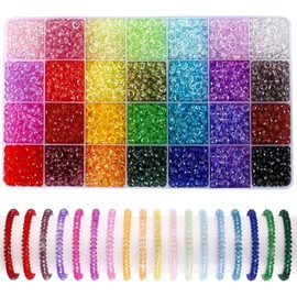 DIYDEC Pack of 2800 Crystal Faceted Beads, 6 mm Crystal Beads, Flat Beads, Rondelle Beads for Necklaces, Bracelets, Earrings, Jewellery Making, DIY Crafts