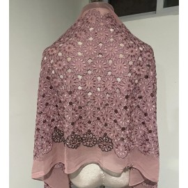 wowfabric4less123 Rose Pink  Embroidered Beaded Chiffon Scarf Shawl  68x22 Wide