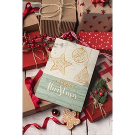 Stonehouse Collection Rustic Merry Christmas Cards - 12 Holiday Boxed Cards & Envelopes - Traditional - USA Made