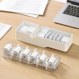 2-Tier Cable Organizer Box, Charger Cable Cord Storage Organizer Box
