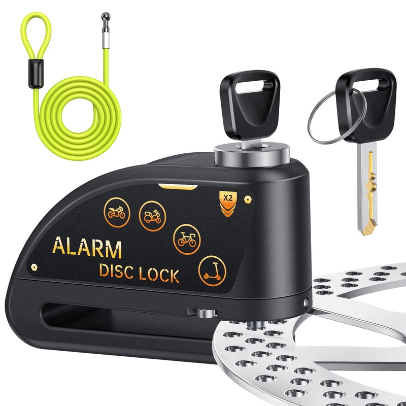 ONVIAN Rechargeable Motorcycle Lock with 120db Alarm and 6FT Steel