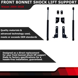 Pair of Front Bonnet Hood Shock Rod Kit Gas Charged Shock Dampers Spring Struts Bar Compatible with Nissan Navara Frontier D40 Pathfinder Xterra 2004-2018