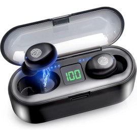 Wireless Bluetooth Headphones, In Ear Wireless Earbuds with Mic, Noise Cancelling HiFi Stereo Sound Deep Bass Waterproof USB C Charging Case Headset for Sport Work Gym Running