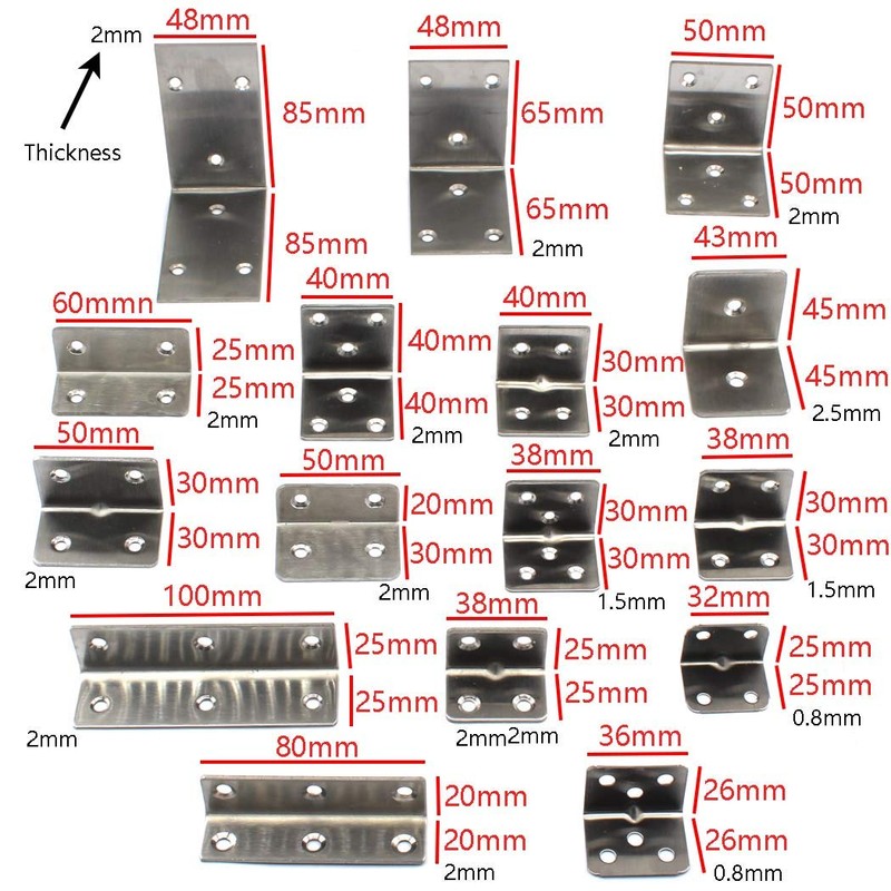 6 Pcs Corner Bracket 304 Stainless Steel L Shape for
