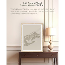 iHery Natural OAK Wood One Lost Sheep Christian Framed Wall Art, 12x16 in Modern Jesus Leaves the 99 Sheep Bible Verses Canvas Art, Shepherd Sketches Decor,Beige Boho 1Pack for Living Room Bedroom