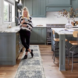 YOUFORTONG Runners for Hallways Soft Kitchen Rug Non Slip Rug Runner with Rubber Backing for Bathroom Washable Non Shedding Farmhouse Runner Rug (Grey, 2X12)