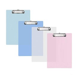 XLKJ Set of 4 Clipboard/Writing Board/Clipboard A5, Desk Mat with Metal Clip Plastic Clipboard Folder