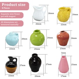 BEELUKY 8 Stück Mini Vase Magnet Bud Vasen Magnetisch Vase Kühlschrank Magnete 3D Harz Blumenvasen Magnete Kühlschrank für Familie Küche Vorratsschrank und Wohndeko