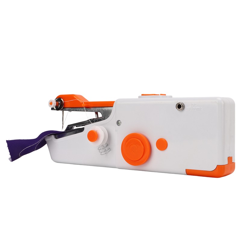 Handheld Sewing Machine Orange Portable Mini DIY Ergonomic Handle Electric