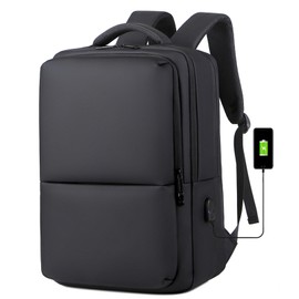 L LIMINK Travel Laptop Backpack with USB Charging Port, Fit for S19/S20/LK14/LK15/LK16/ET14, Water-resistant Carry on Business Backpack with Luggage Strap for Women and Men, Durable Black Computer Bag