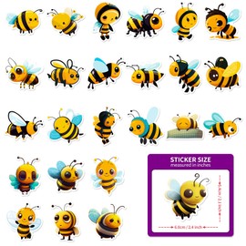 Bee Stickers for Laptop (50 Pieces), Gift for Children, Teenagers, Adults, Boys, Bee Stickers, Waterproof Vinyl Stickers for Scrapbooking, Skateboard, Car, Luggage