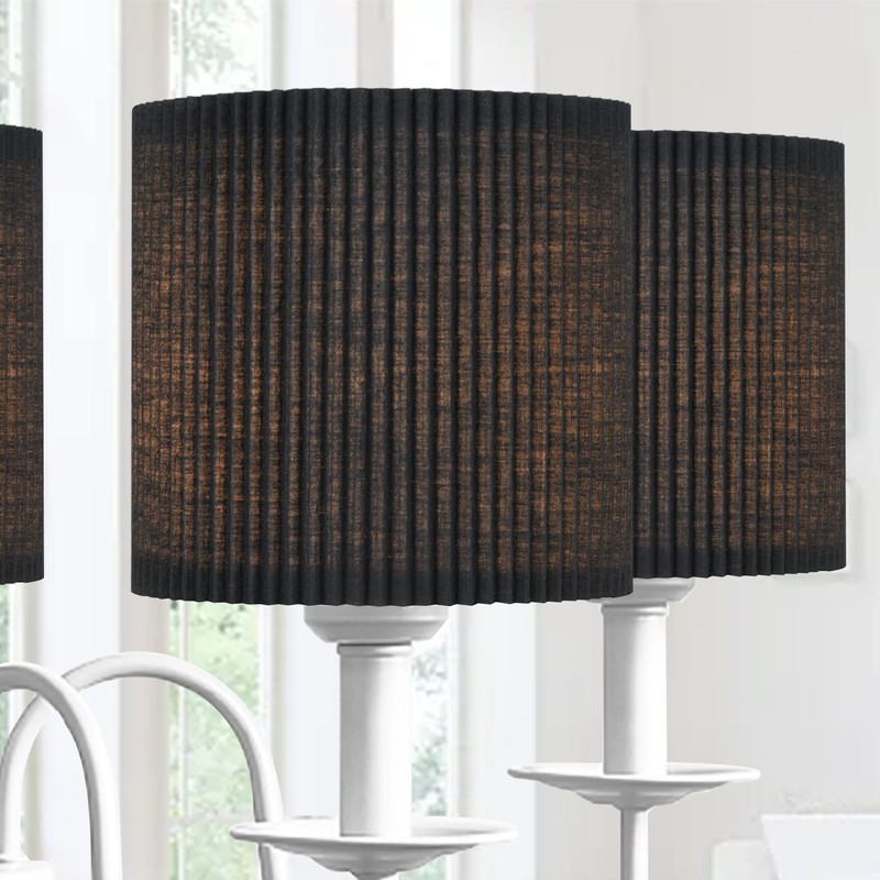 LAMPWELL KETTE Clip-on Chandelier Fabric Lamp Shades,Set of 6,Small Drum,5.4"×5.4"×H5.2",TC