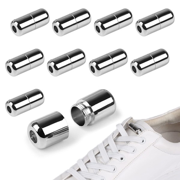 Pack of 10 Elastic Shoelaces Quick Release Shoelaces Metal Capsules